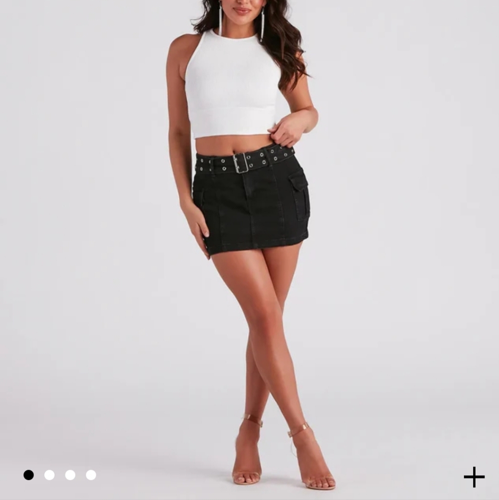 NWOT Windsor Black Denim Cargo Skirt